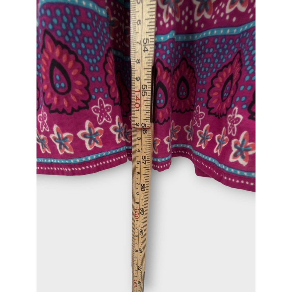 World Market Boho Maxi Dress Black Pink Paisley Border Print Cotton S/M Smocked - Picture 14 of 14